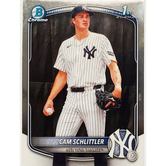 CAM SCHLITTLER ROOKIE "1ST BOWMAN" 2025 BOWMAN CHROME #BCP-166, NEW YORK YANKEES - Picture 1 of 3